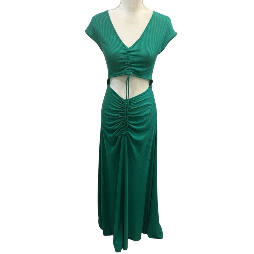 Agua Bendita Ailana Dress Green Maxi Size Medium Cut-Out Midriff NEW $250 - Picture 8 of 15